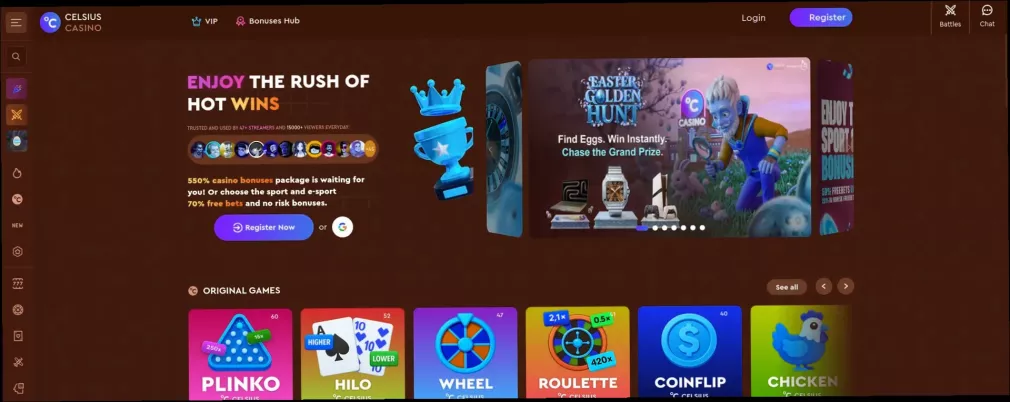 Celsius casino bonus 100% et 150 tours gratuits